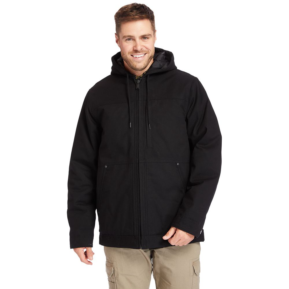 Timberland Mens Jackets PRO® Big & Tall Baluster Insulated Canvas Work - Black - India DB9524108